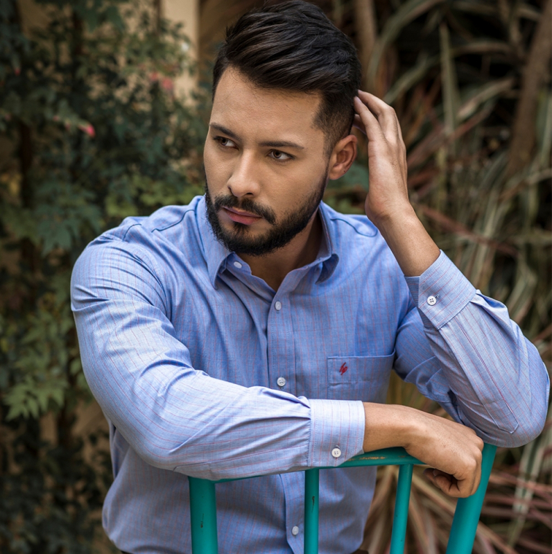 Camisa Social Azul Claro Masculina