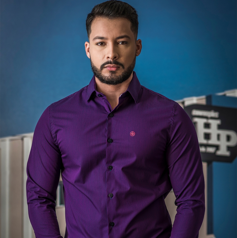 Camisa Social Masculina Manga Curta